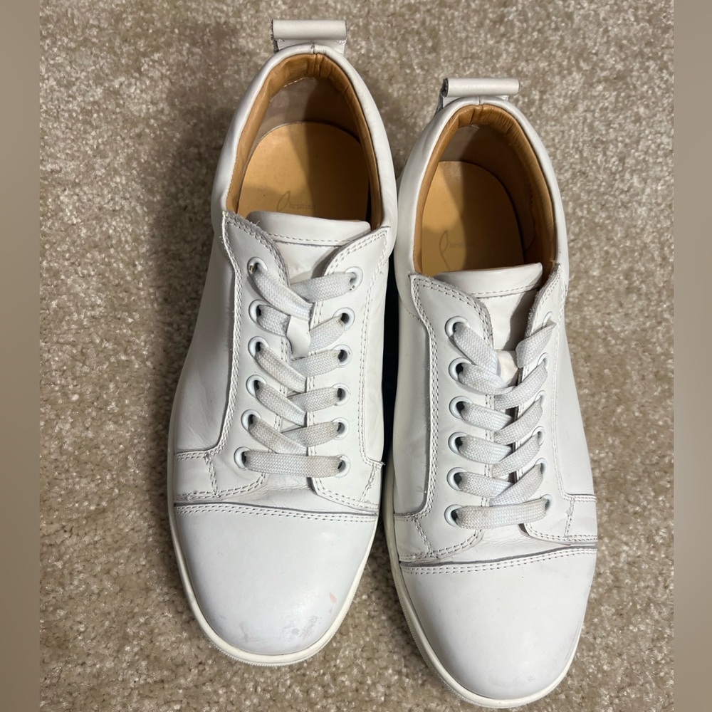 Louboutin red bottom white womens lace up sneaker size 39